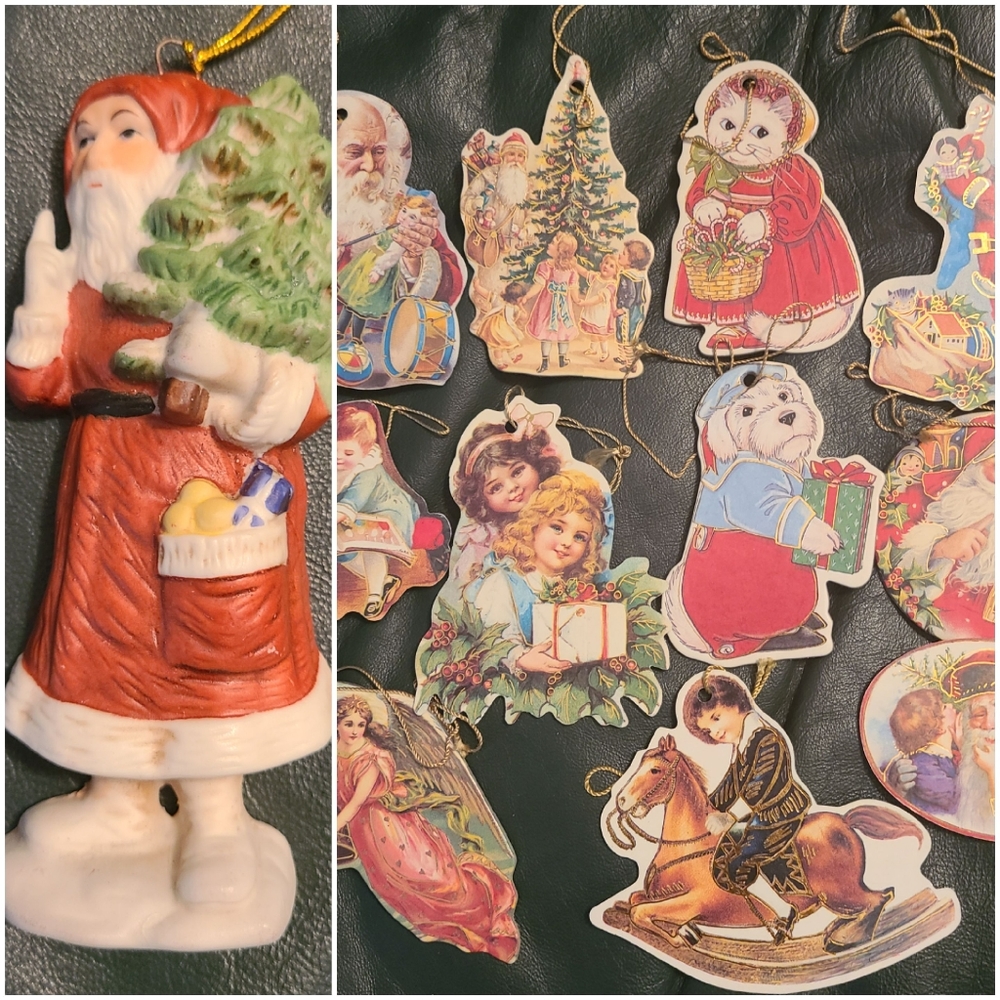 12 items, 11 Christmas Orn's & 1 Ceramic Enesco Father Christmas